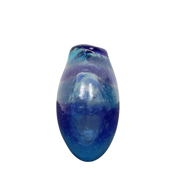 Vintage Margie's Garden Bubble Glass Art 10" & 5" Handblown Donut Hole Vase Set - Picture 9 of 12